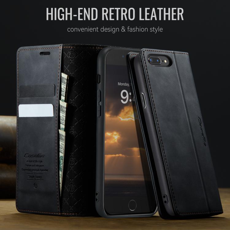 For iPhone 7 Plus / 8 Plus CaseMe 033 Calf Leather Lining Microfibre RFID Blocking Phone Case