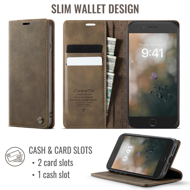 For iPhone 7 Plus / 8 Plus CaseMe 033 Calf Leather Lining Microfibre RFID Blocking Phone Case