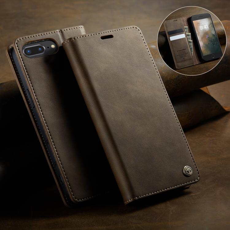 For iPhone 7 Plus / 8 Plus CaseMe 033 Calf Leather Lining Microfibre RFID Blocking Phone Case