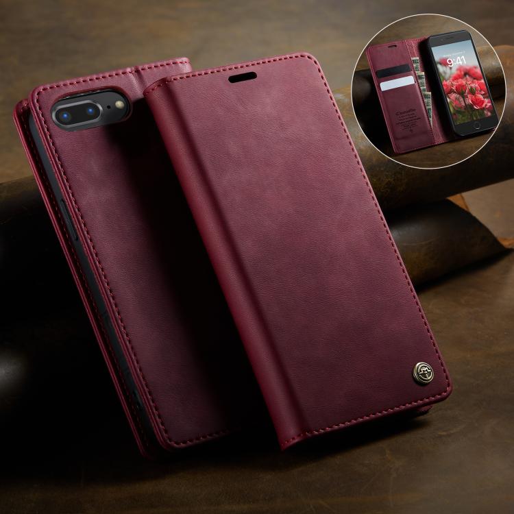For iPhone 7 Plus / 8 Plus CaseMe 033 Calf Leather Lining Microfibre RFID Blocking Phone Case