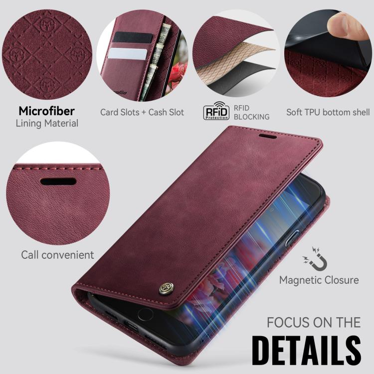 For iPhone 7 Plus / 8 Plus CaseMe 033 Calf Leather Lining Microfibre RFID Blocking Phone Case