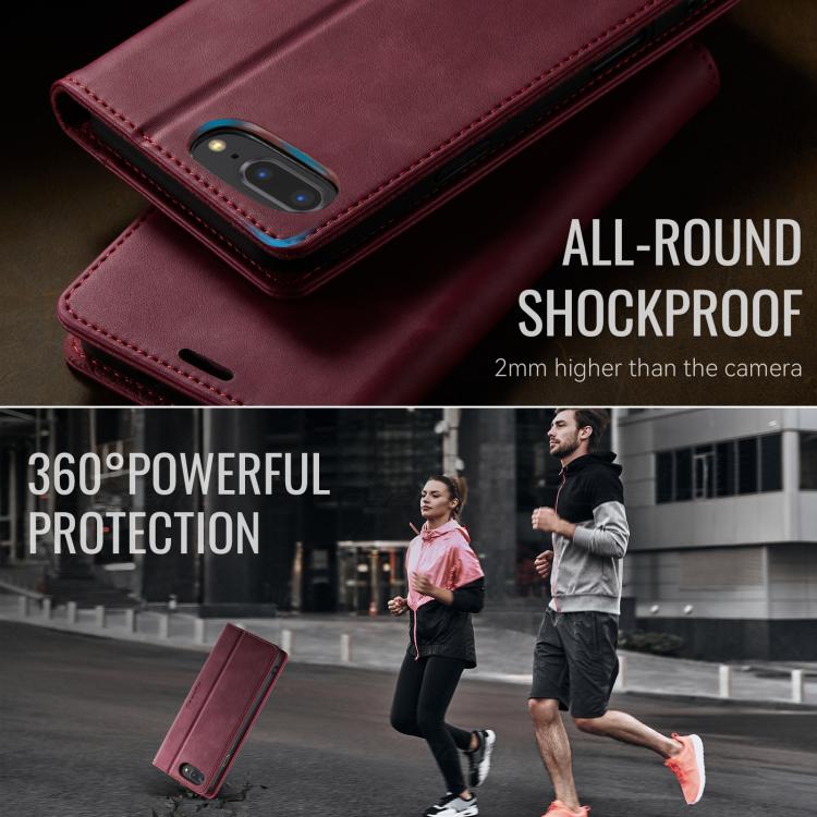 For iPhone 7 Plus / 8 Plus CaseMe 033 Calf Leather Lining Microfibre RFID Blocking Phone Case