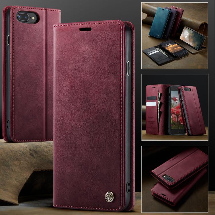 For iPhone 7 Plus / 8 Plus CaseMe 033 Calf Leather Lining Microfibre RFID Blocking Phone Case