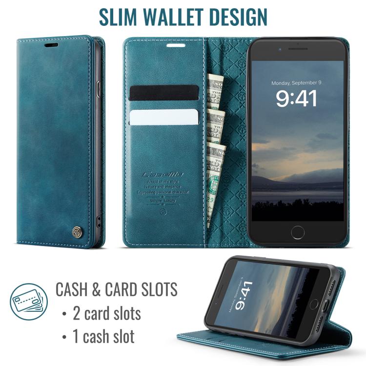 For iPhone 7 Plus / 8 Plus CaseMe 033 Calf Leather Lining Microfibre RFID Blocking Phone Case
