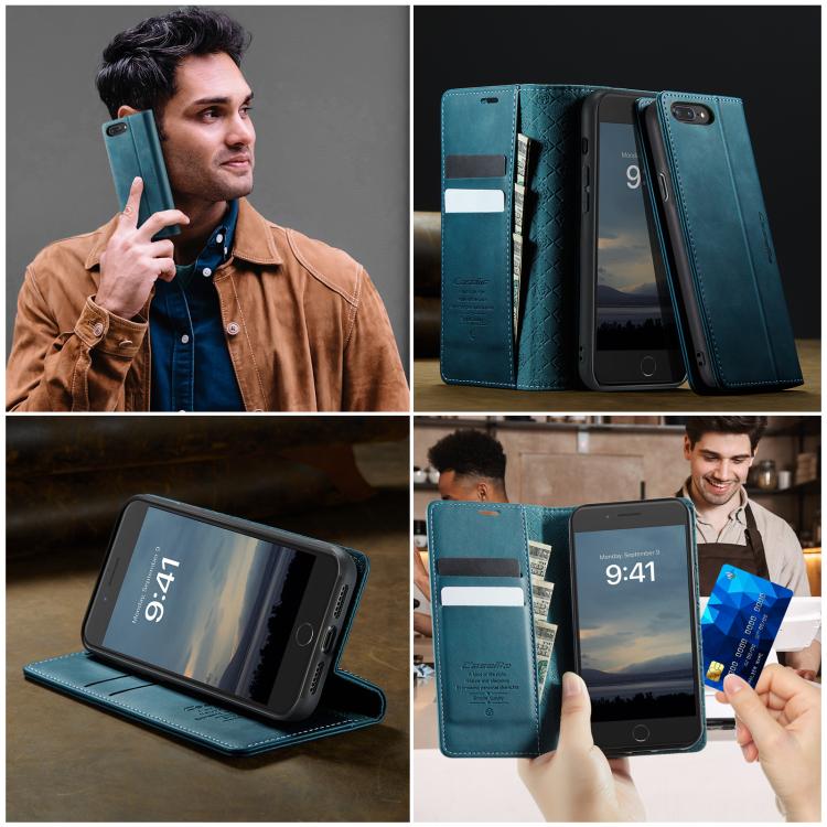 For iPhone 7 Plus / 8 Plus CaseMe 033 Calf Leather Lining Microfibre RFID Blocking Phone Case