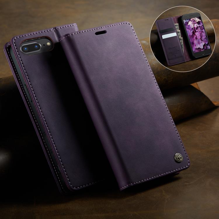 For iPhone 7 Plus / 8 Plus CaseMe 033 Calf Leather Lining Microfibre RFID Blocking Phone Case