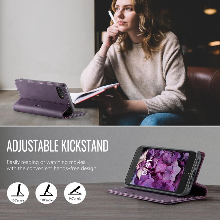For iPhone 7 Plus / 8 Plus CaseMe 033 Calf Leather Lining Microfibre RFID Blocking Phone Case