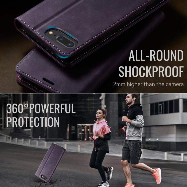 For iPhone 7 Plus / 8 Plus CaseMe 033 Calf Leather Lining Microfibre RFID Blocking Phone Case
