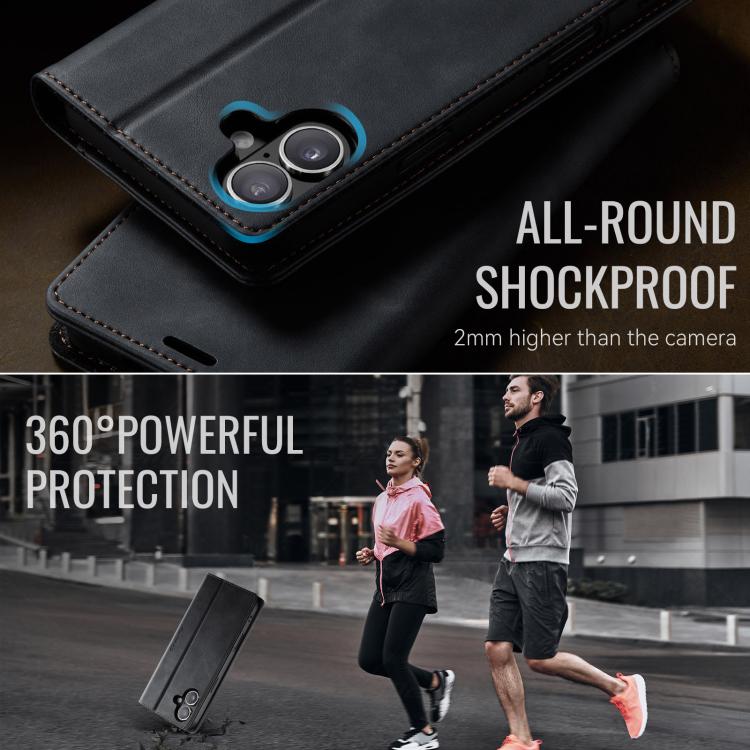 For iPhone 17 CaseMe 033 Calf Leather Lining Microfibre RFID Blocking Phone Case
