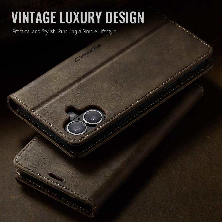 For iPhone 17 CaseMe 033 Calf Leather Lining Microfibre RFID Blocking Phone Case