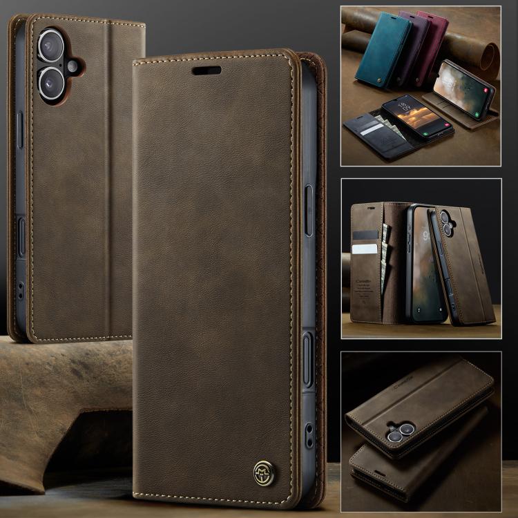 For iPhone 17 CaseMe 033 Calf Leather Lining Microfibre RFID Blocking Phone Case