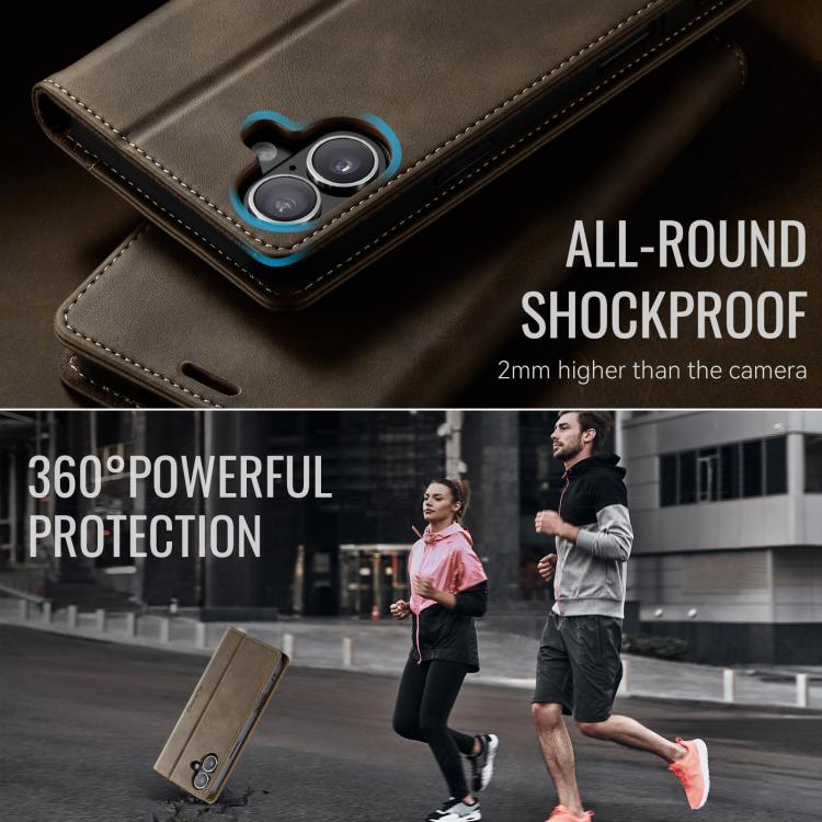 For iPhone 17 CaseMe 033 Calf Leather Lining Microfibre RFID Blocking Phone Case