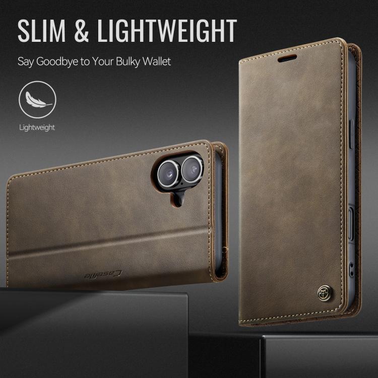 For iPhone 17 CaseMe 033 Calf Leather Lining Microfibre RFID Blocking Phone Case
