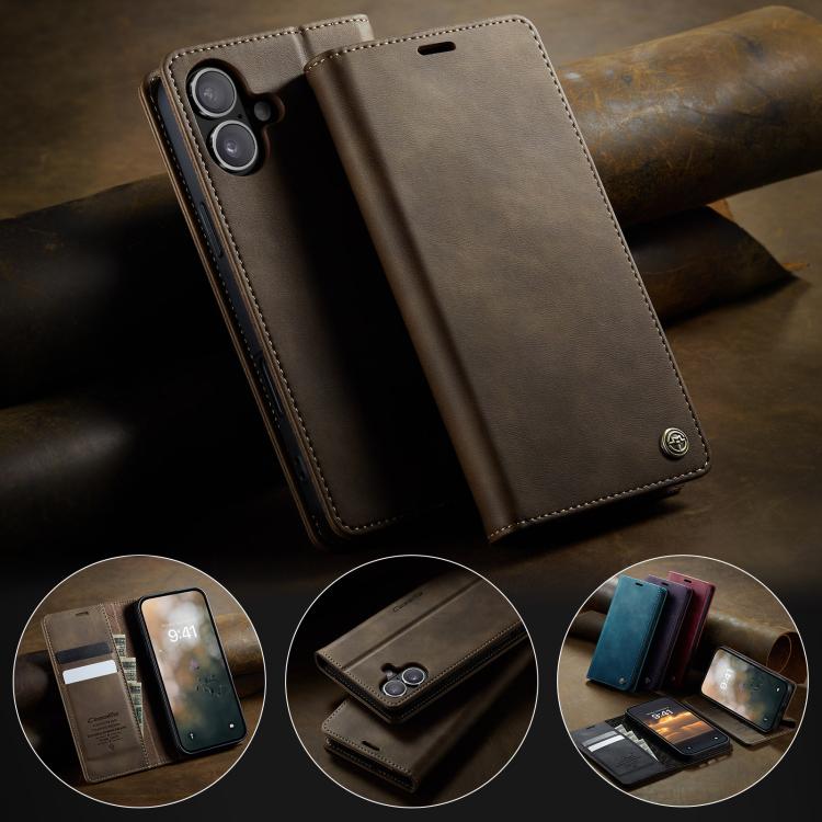 For iPhone 17 CaseMe 033 Calf Leather Lining Microfibre RFID Blocking Phone Case