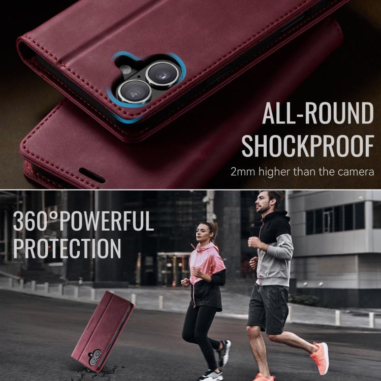 For iPhone 17 CaseMe 033 Calf Leather Lining Microfibre RFID Blocking Phone Case