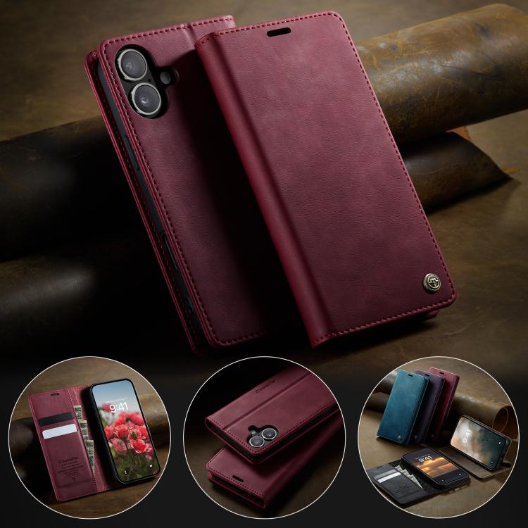For iPhone 17 CaseMe 033 Calf Leather Lining Microfibre RFID Blocking Phone Case