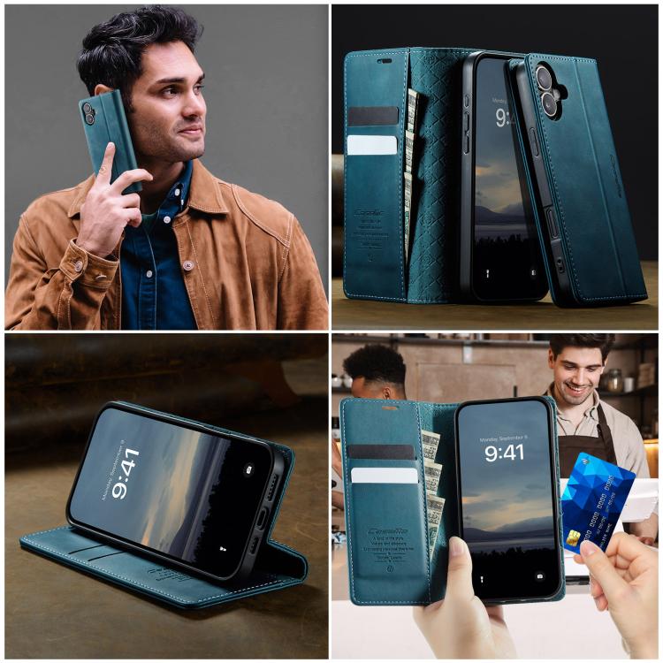 For iPhone 17 CaseMe 033 Calf Leather Lining Microfibre RFID Blocking Phone Case