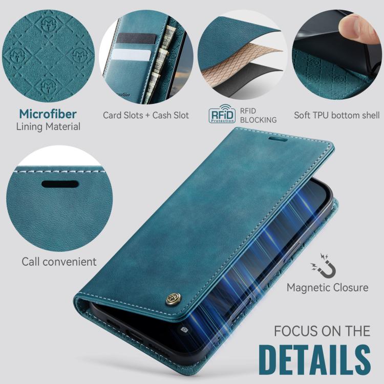 For iPhone 17 CaseMe 033 Calf Leather Lining Microfibre RFID Blocking Phone Case