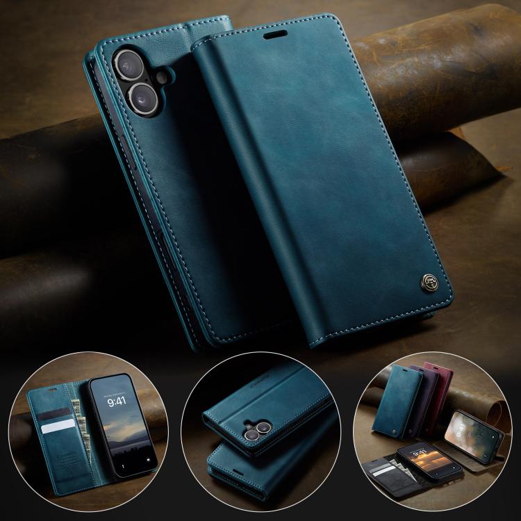 For iPhone 17 CaseMe 033 Calf Leather Lining Microfibre RFID Blocking Phone Case