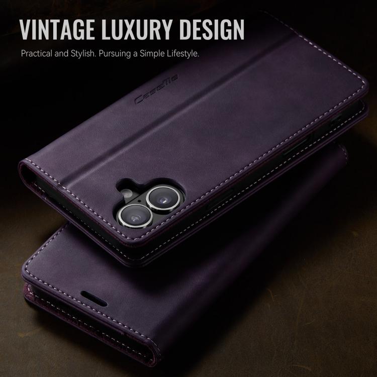 For iPhone 17 CaseMe 033 Calf Leather Lining Microfibre RFID Blocking Phone Case