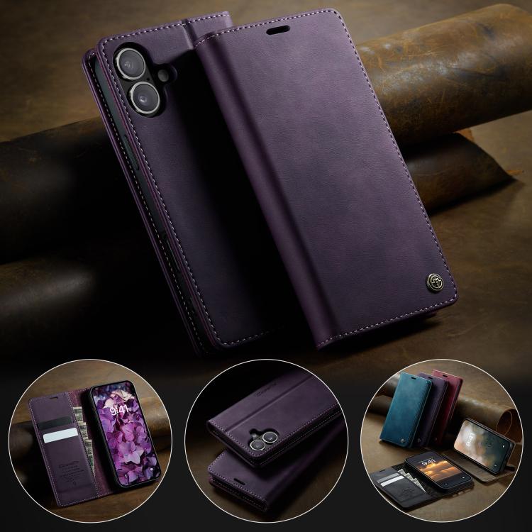 For iPhone 17 CaseMe 033 Calf Leather Lining Microfibre RFID Blocking Phone Case