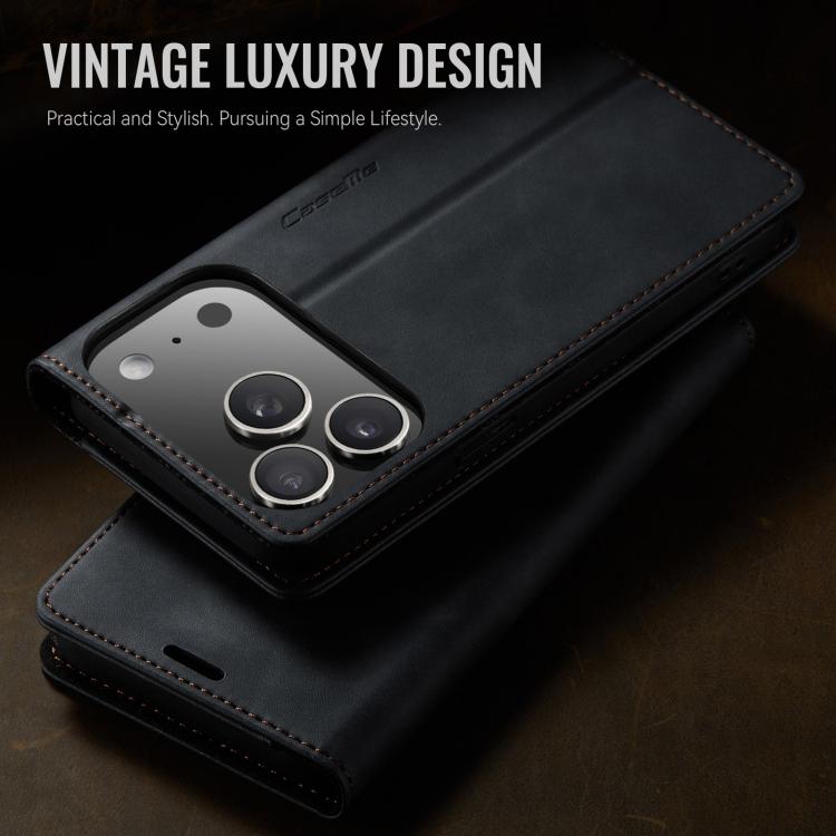 For iPhone 17 Pro Max CaseMe 033 Calf Leather Lining Microfibre RFID Blocking Phone Case
