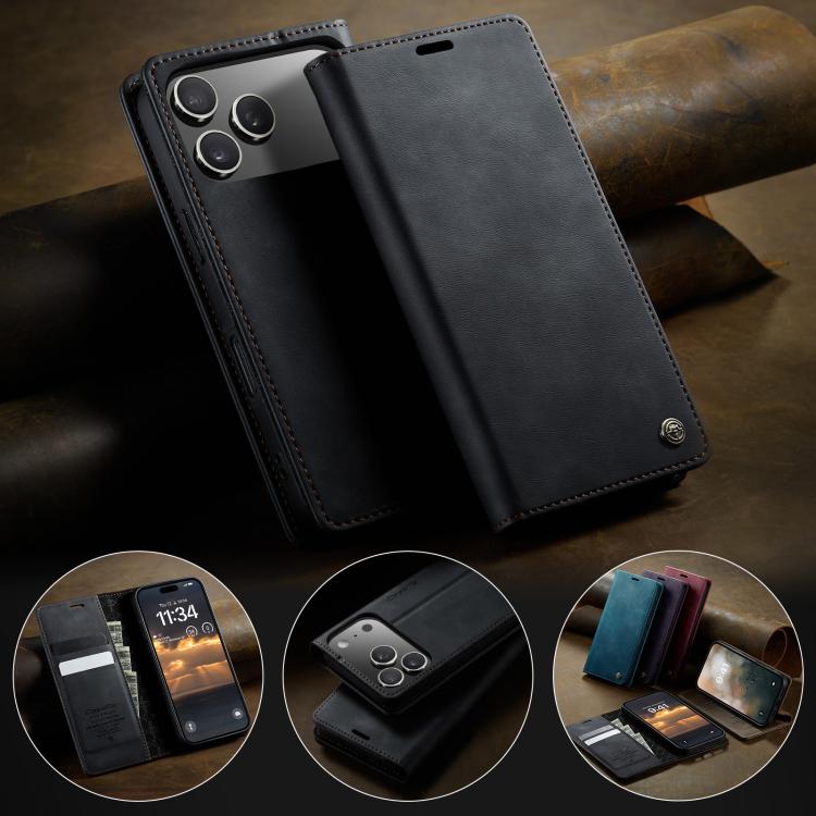 For iPhone 17 Pro Max CaseMe 033 Calf Leather Lining Microfibre RFID Blocking Phone Case