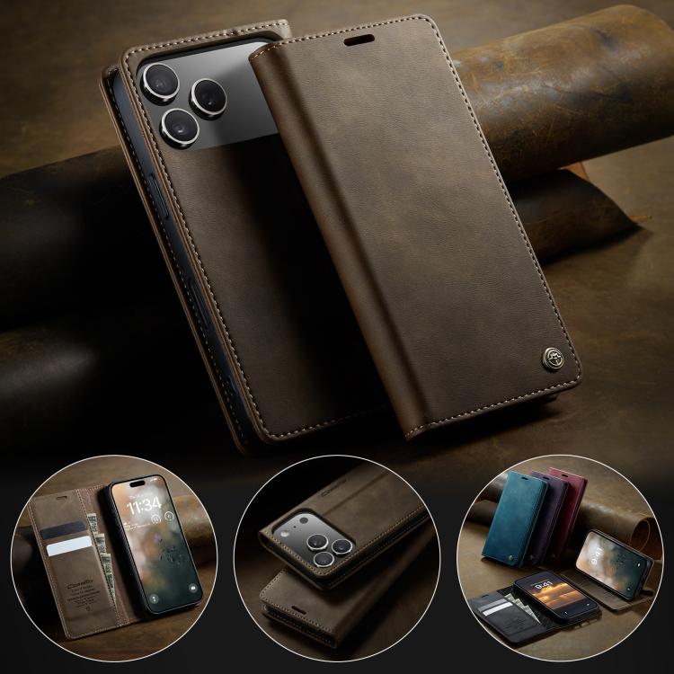 For iPhone 17 Pro Max CaseMe 033 Calf Leather Lining Microfibre RFID Blocking Phone Case