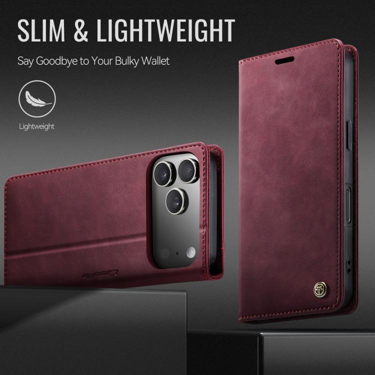 For iPhone 17 Pro Max CaseMe 033 Calf Leather Lining Microfibre RFID Blocking Phone Case