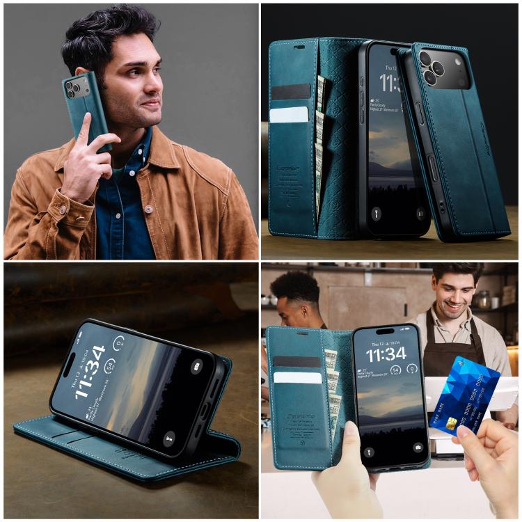 For iPhone 17 Pro Max CaseMe 033 Calf Leather Lining Microfibre RFID Blocking Phone Case