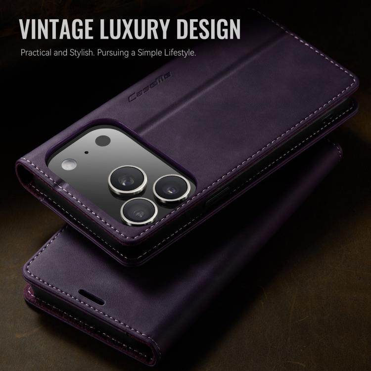 For iPhone 17 Pro Max CaseMe 033 Calf Leather Lining Microfibre RFID Blocking Phone Case