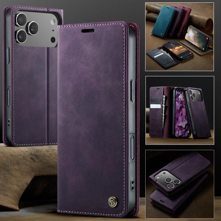 For iPhone 17 Pro Max CaseMe 033 Calf Leather Lining Microfibre RFID Blocking Phone Case