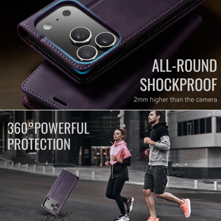 For iPhone 17 Pro Max CaseMe 033 Calf Leather Lining Microfibre RFID Blocking Phone Case