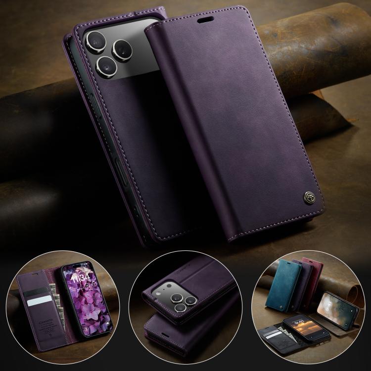 For iPhone 17 Pro Max CaseMe 033 Calf Leather Lining Microfibre RFID Blocking Phone Case