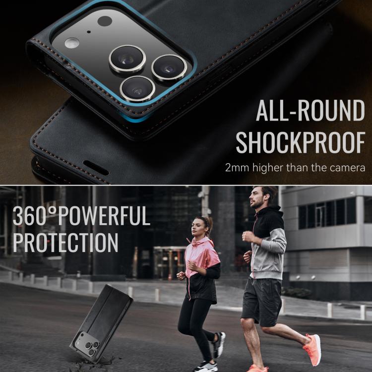 For iPhone 17 Pro CaseMe 033 Calf Leather Lining Microfibre RFID Blocking Phone Case