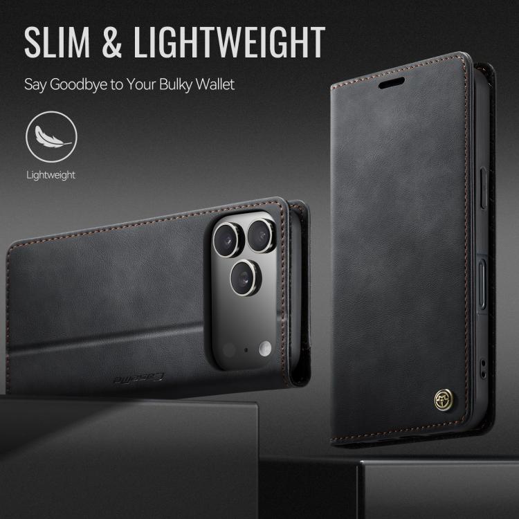 For iPhone 17 Pro CaseMe 033 Calf Leather Lining Microfibre RFID Blocking Phone Case