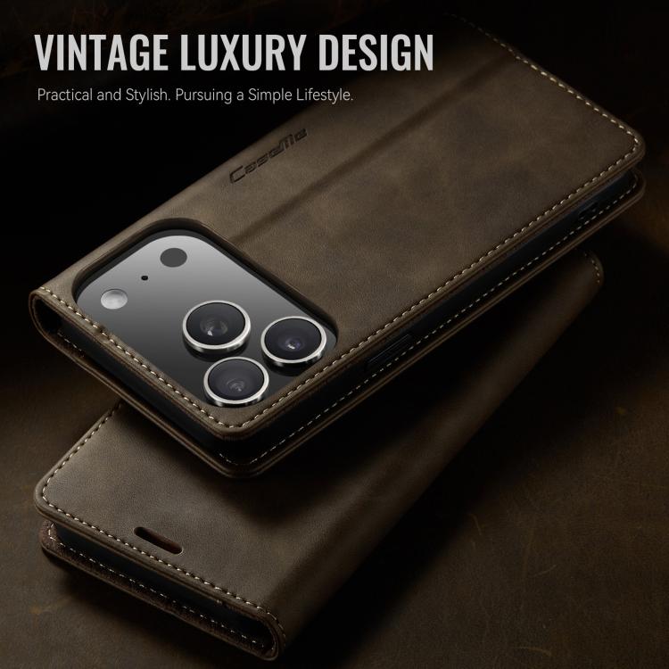 For iPhone 17 Pro CaseMe 033 Calf Leather Lining Microfibre RFID Blocking Phone Case
