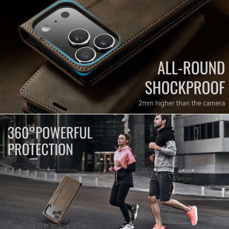 For iPhone 17 Pro CaseMe 033 Calf Leather Lining Microfibre RFID Blocking Phone Case