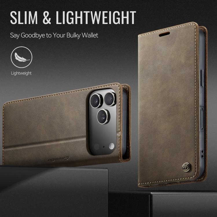 For iPhone 17 Pro CaseMe 033 Calf Leather Lining Microfibre RFID Blocking Phone Case