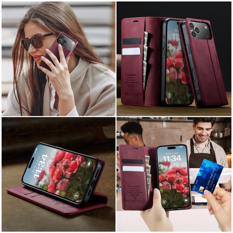 For iPhone 17 Pro CaseMe 033 Calf Leather Lining Microfibre RFID Blocking Phone Case