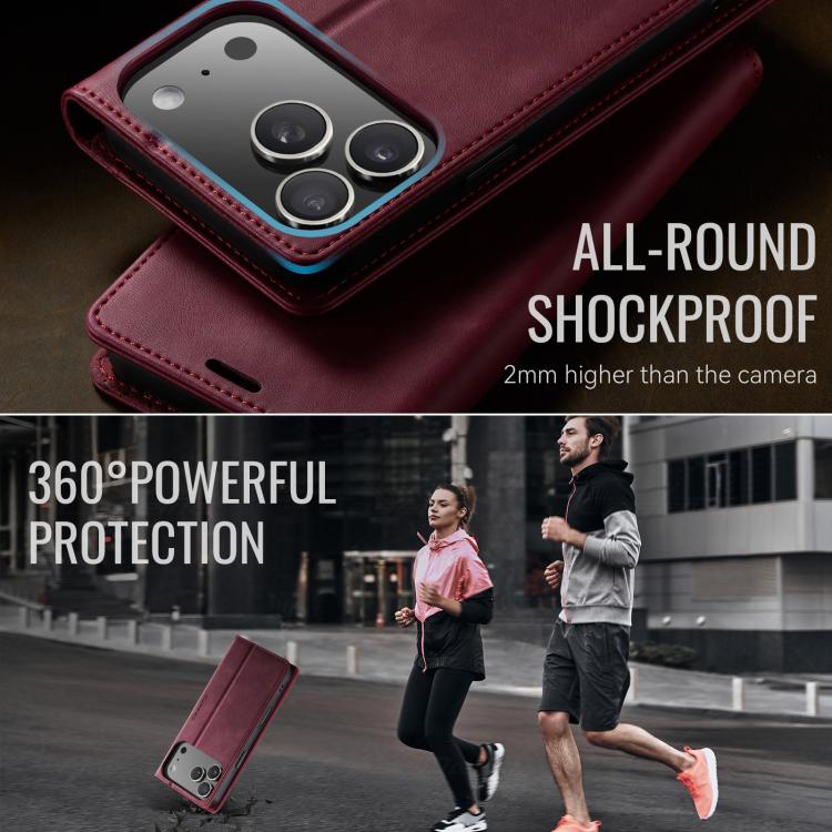 For iPhone 17 Pro CaseMe 033 Calf Leather Lining Microfibre RFID Blocking Phone Case