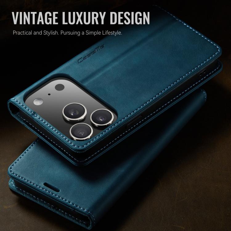 For iPhone 17 Pro CaseMe 033 Calf Leather Lining Microfibre RFID Blocking Phone Case