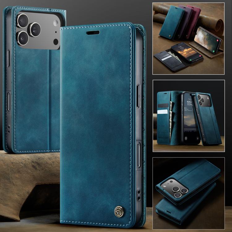 For iPhone 17 Pro CaseMe 033 Calf Leather Lining Microfibre RFID Blocking Phone Case