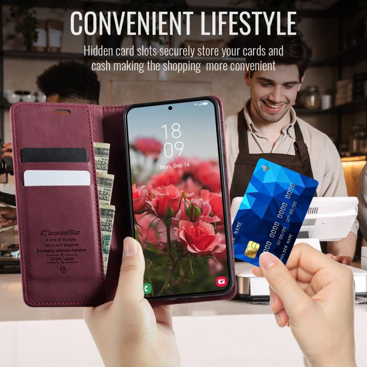For Samsung Galaxy A56 5G CaseMe 033 Calf Leather Lining Microfibre RFID Blocking Phone Case