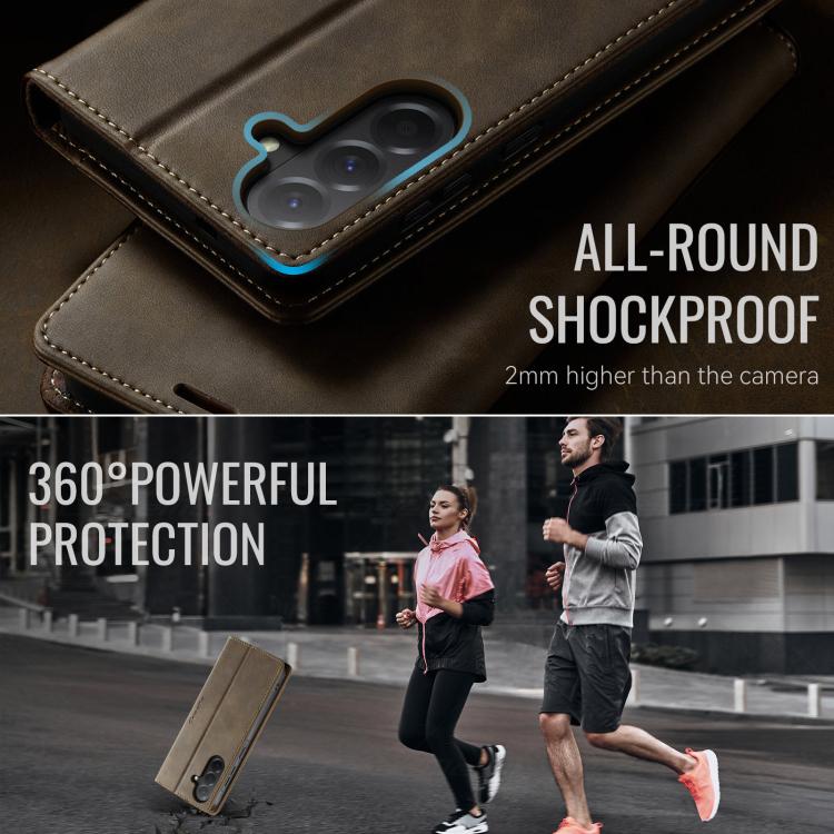 For Samsung Galaxy A36 5G CaseMe 033 Calf Leather Lining Microfibre RFID Blocking Phone Case