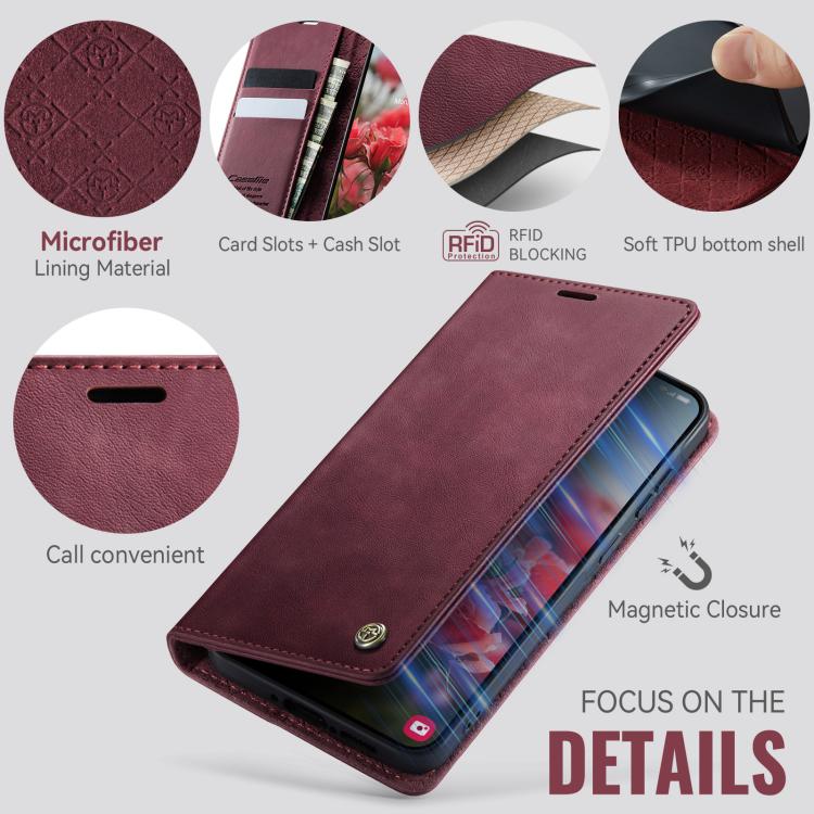 For Samsung Galaxy A36 5G CaseMe 033 Calf Leather Lining Microfibre RFID Blocking Phone Case