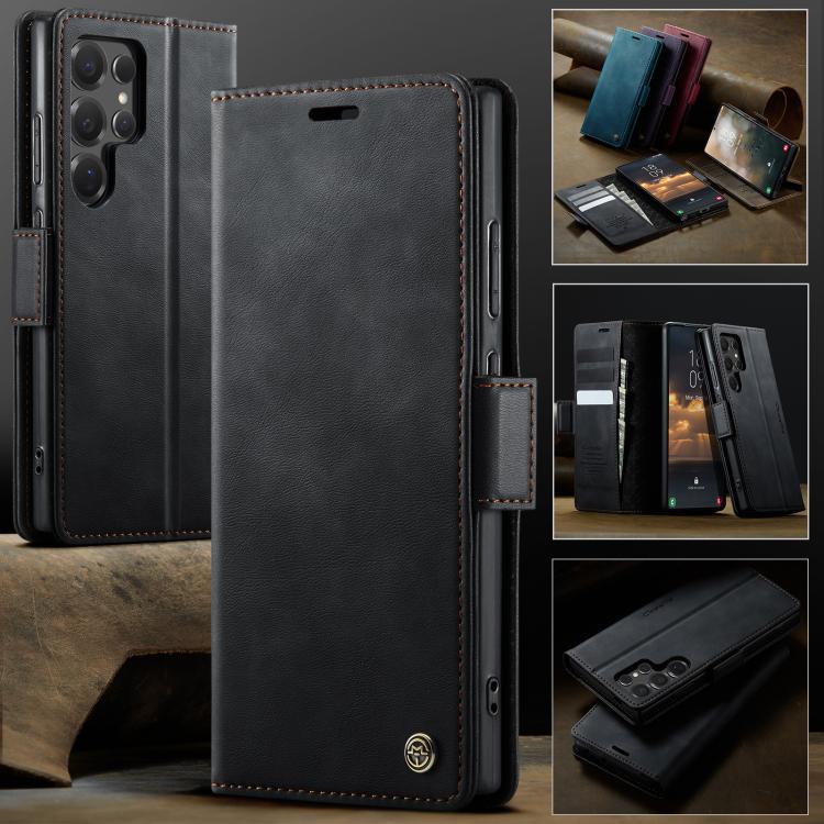 For Samsung Galaxy S25 Ultra 5G CaseMe 033 Calf Leather Lining Microfibre RFID Blocking Phone Case