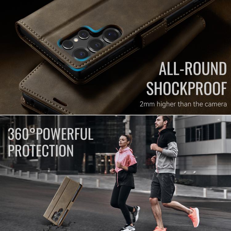 For Samsung Galaxy S25 Ultra 5G CaseMe 033 Calf Leather Lining Microfibre RFID Blocking Phone Case