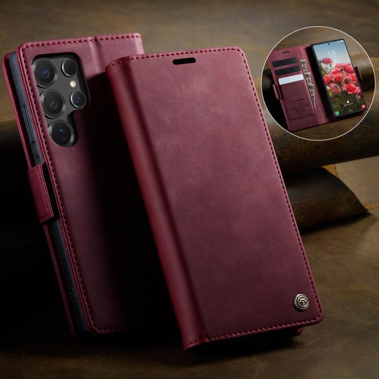 For Samsung Galaxy S25 Ultra 5G CaseMe 033 Calf Leather Lining Microfibre RFID Blocking Phone Case