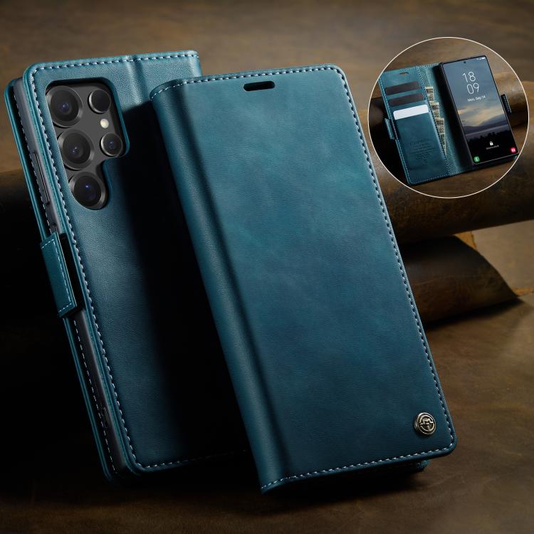 For Samsung Galaxy S25 Ultra 5G CaseMe 033 Calf Leather Lining Microfibre RFID Blocking Phone Case